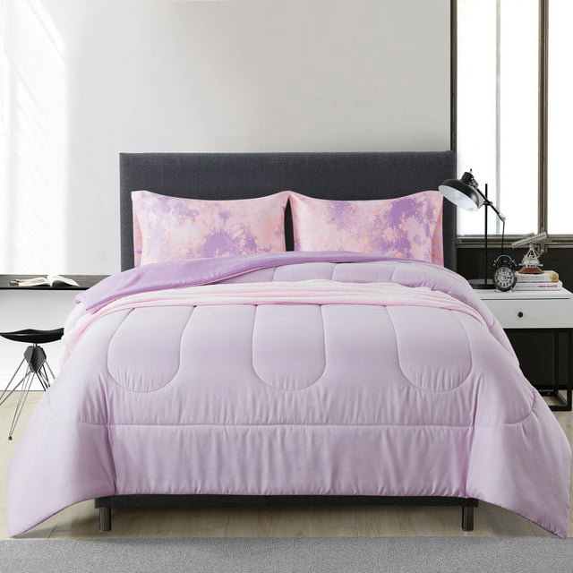 Mainstays Purple 5 Piece Bed In A Bag Comforter Set With Sheets And