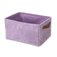thumbnail image 1 of Mainstays Purple Corduroy Decorative Storage Basket with Leather Handles, 1 of 16