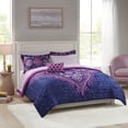 thumbnail image 1 of Mainstays Purple Medallion 6 Piece Bed in a Bag Comforter Set With Sheets, Twin/Twin XL, 1 of 8