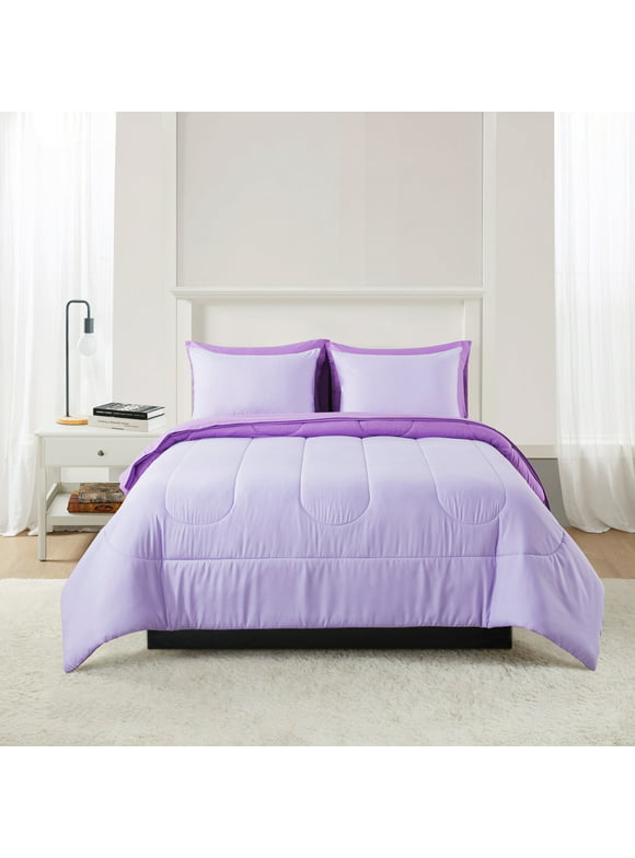 Mainstays Purple Reversible 7-Piece Bed in a Bag Comforter Set with Sheets, Full
