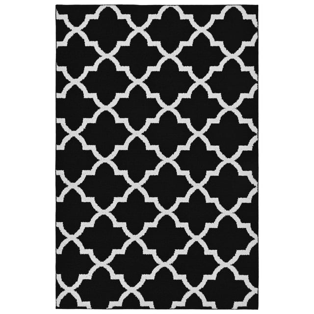 Mainstays Quatrefoil Black/White 5'x7' Geometric Indoor Area Rug