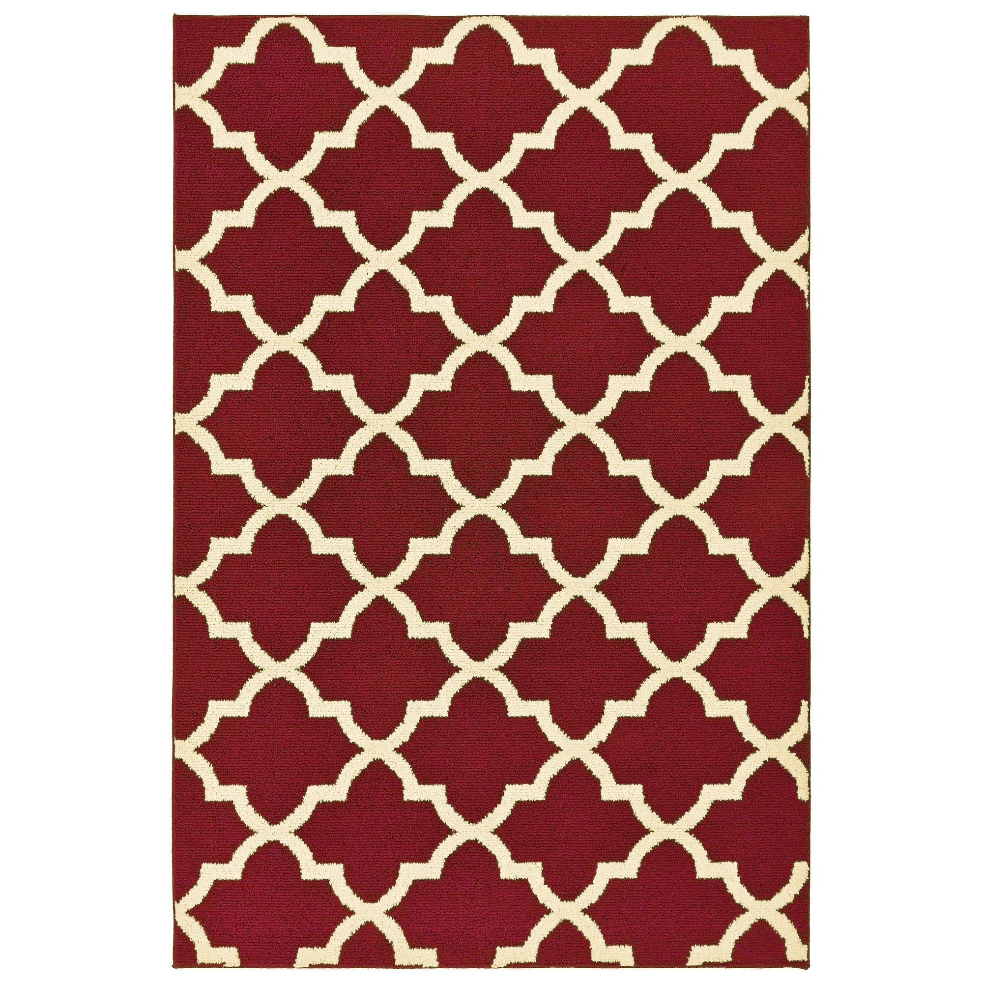 Mainstays Quatrefoil Chili Red/Ivory Indoor Area Rug, 9' x 12'