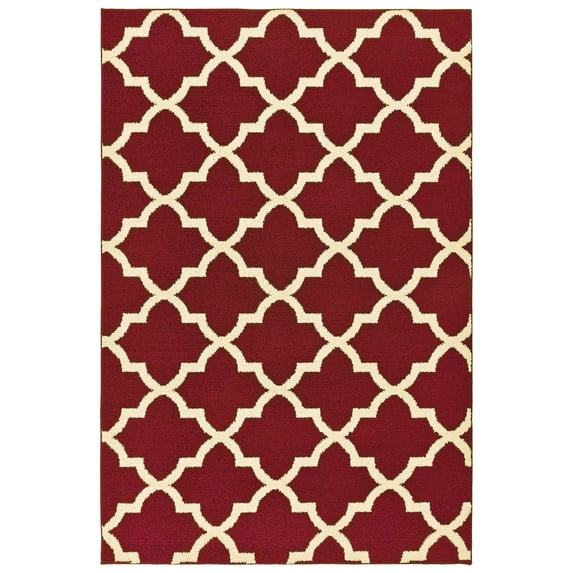 Mainstays Quatrefoil Chili Red/Ivory Indoor Area Rug, 9' x 12'