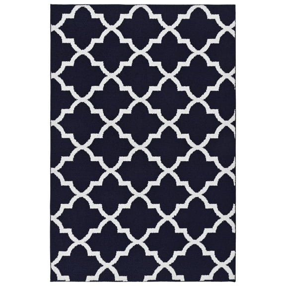 Mainstays Quatrefoil Navy/White Indoor Area Rug, 6' x 9'