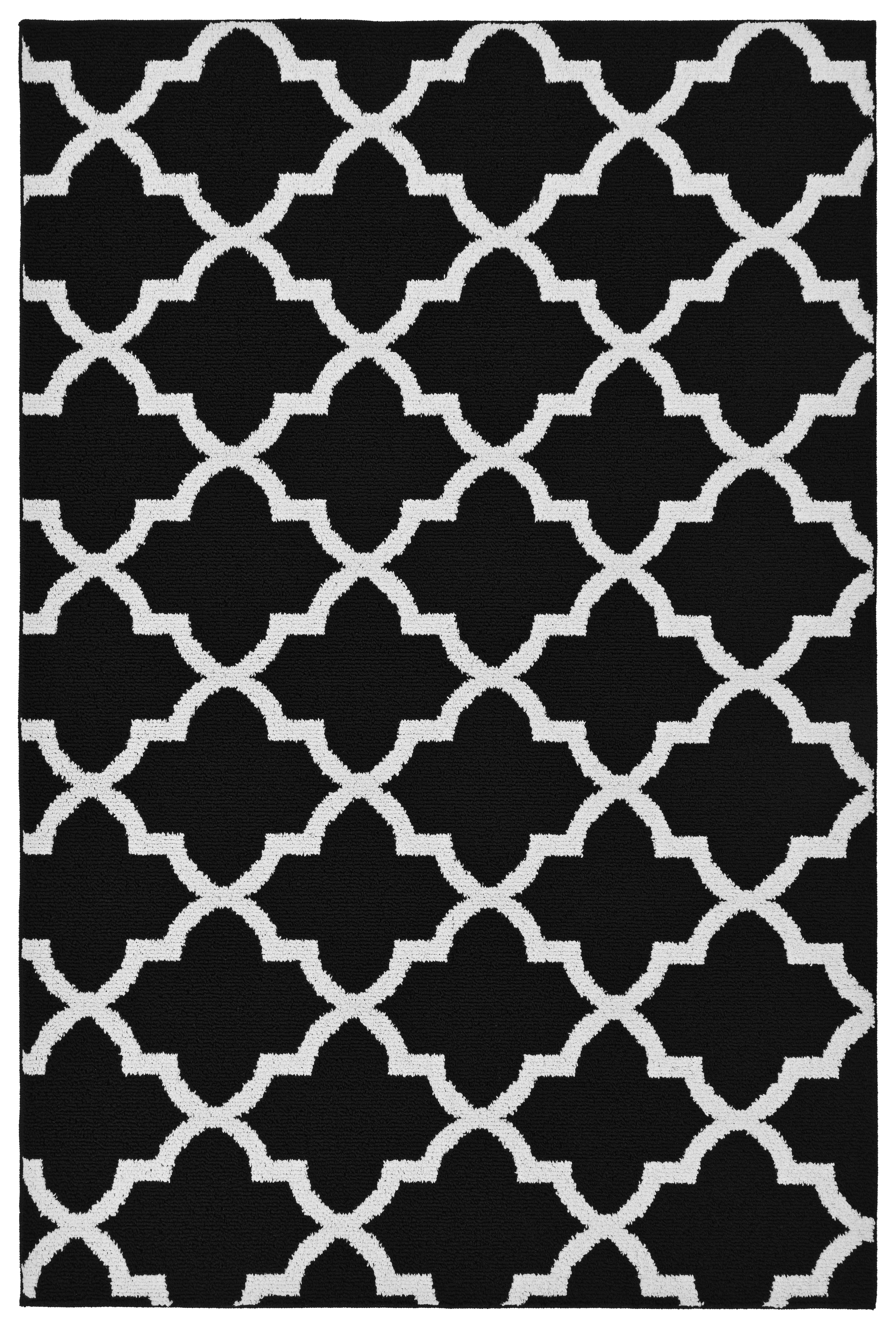 Mainstays Quatrefoil Black/White Indoor Area Rug, 45" x 66"