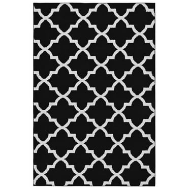 Mainstays Quatrefoil Black/White Indoor Area Rug, 5' x 7'
