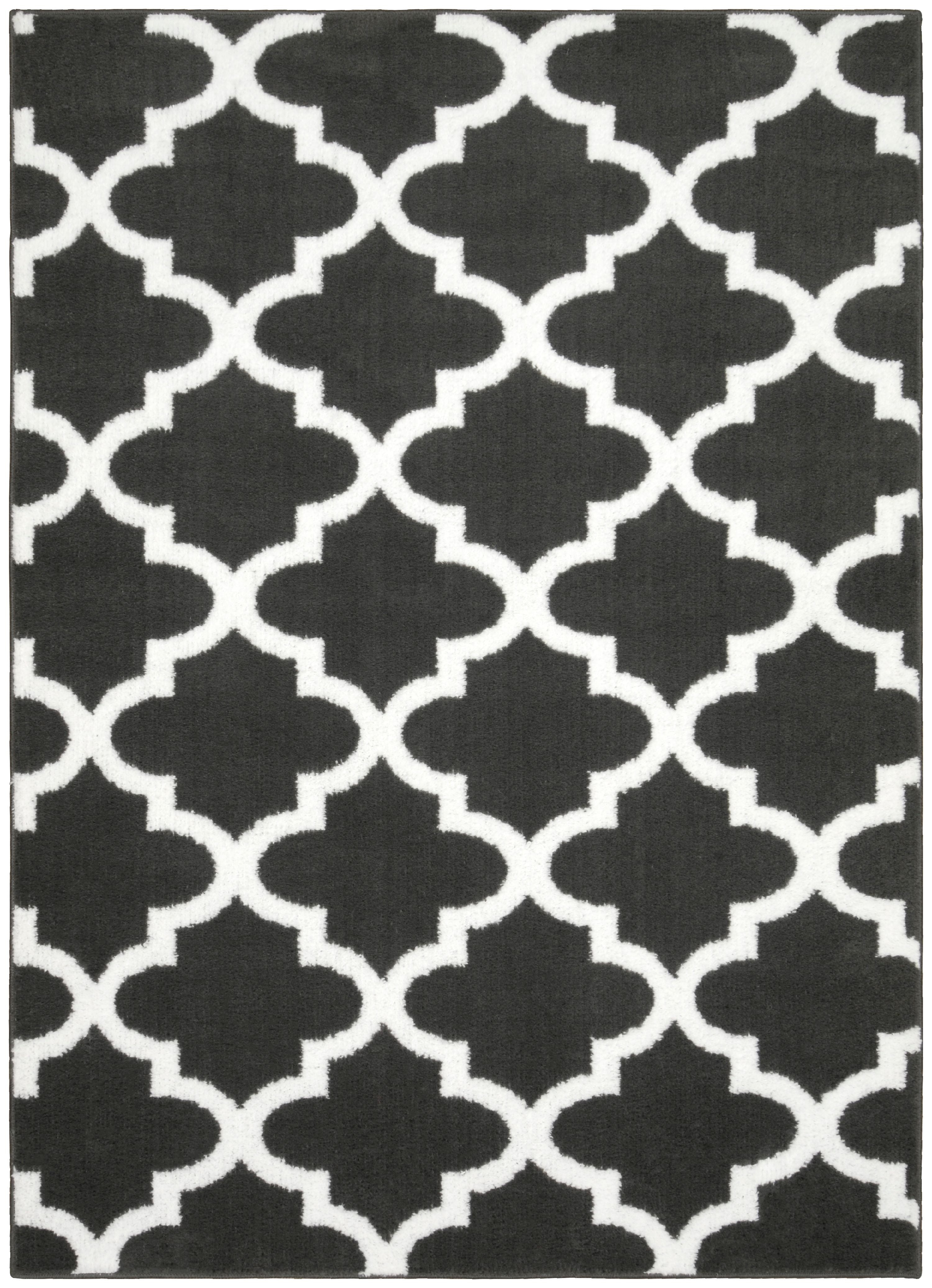 Mainstays Quatrefoil Cinder/White Indoor Area Rug, 45" x 66"