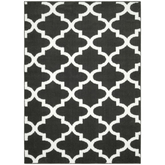 Mainstays Quatrefoil Cinder/White Indoor Area Rug, 45" x 66"