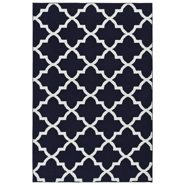 Mainstays Quatrefoil Navy/White Indoor Area Rug, 5' x 7'