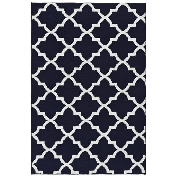 Mainstays Quatrefoil Navy/White Indoor Area Rug, 5' x 7'