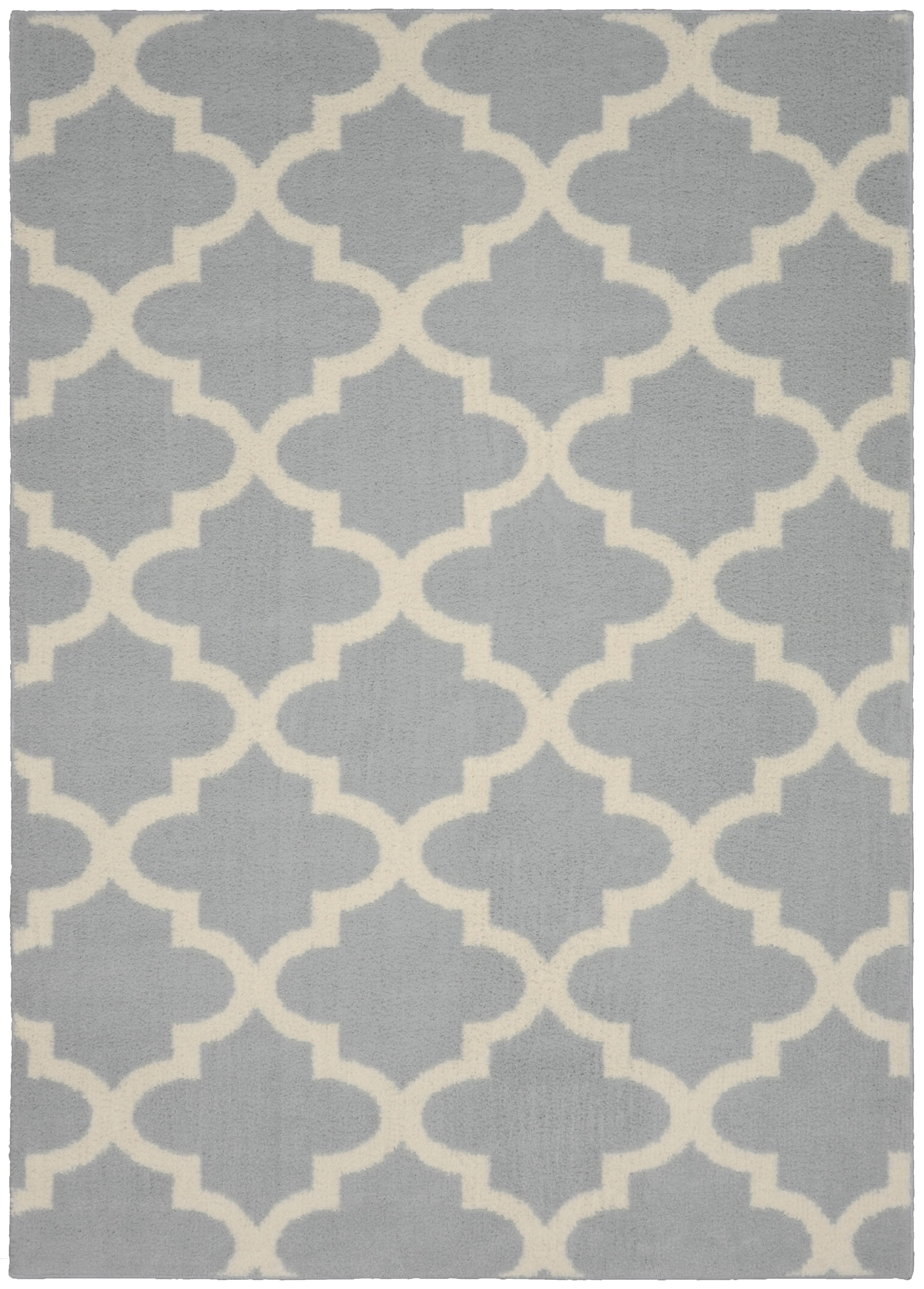 Mainstays Quatrefoil Silver/Ivory Indoor Area Rug, 45" x 66"