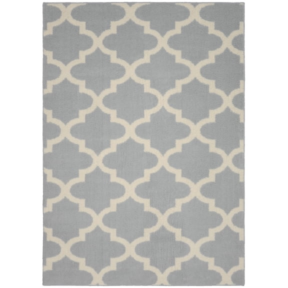 Mainstays Quatrefoil Silver/Ivory Indoor Area Rug, 5' x 7'