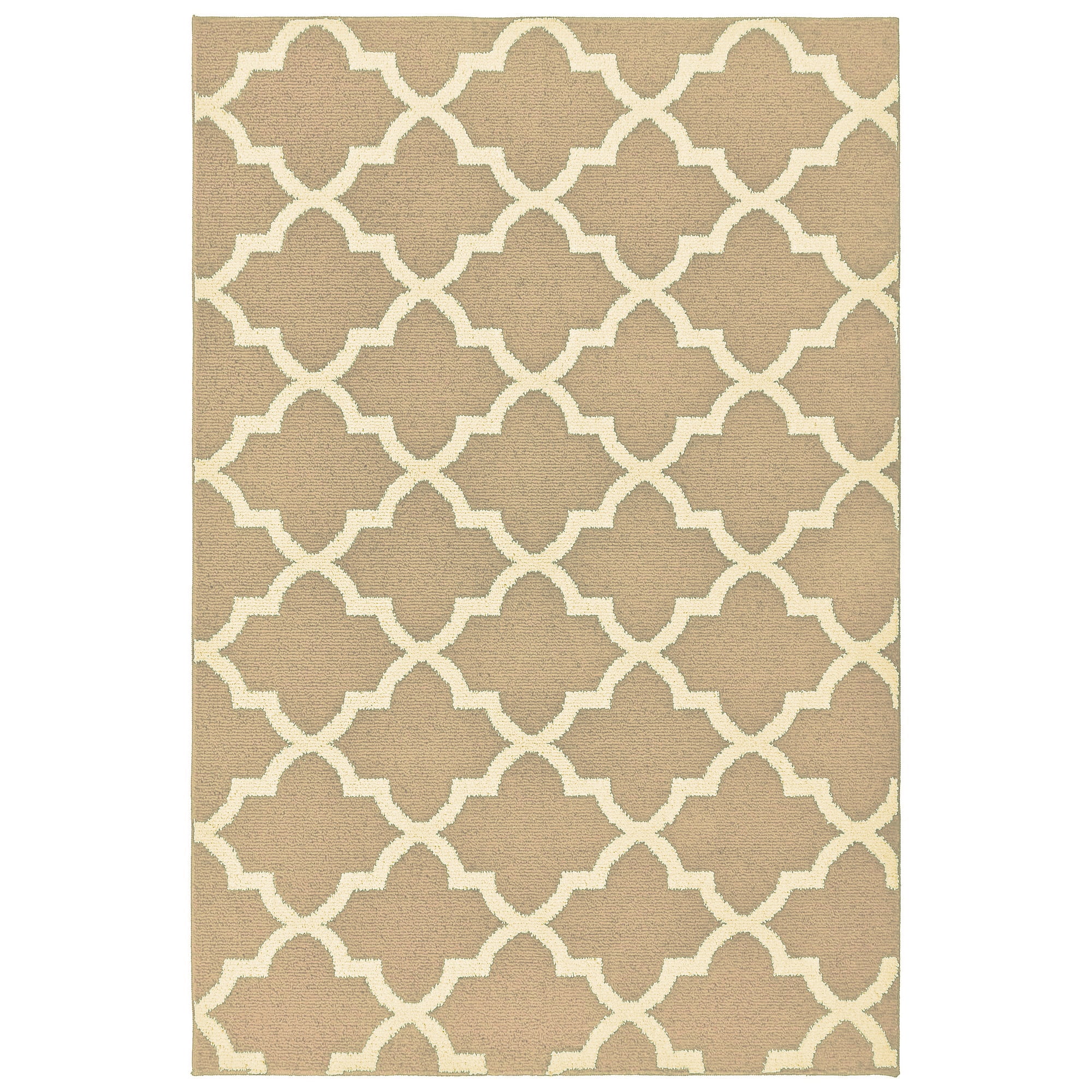 Mainstays Quatrefoil Tan/Ivory Indoor Area Rug, 7'6" x 9'6"