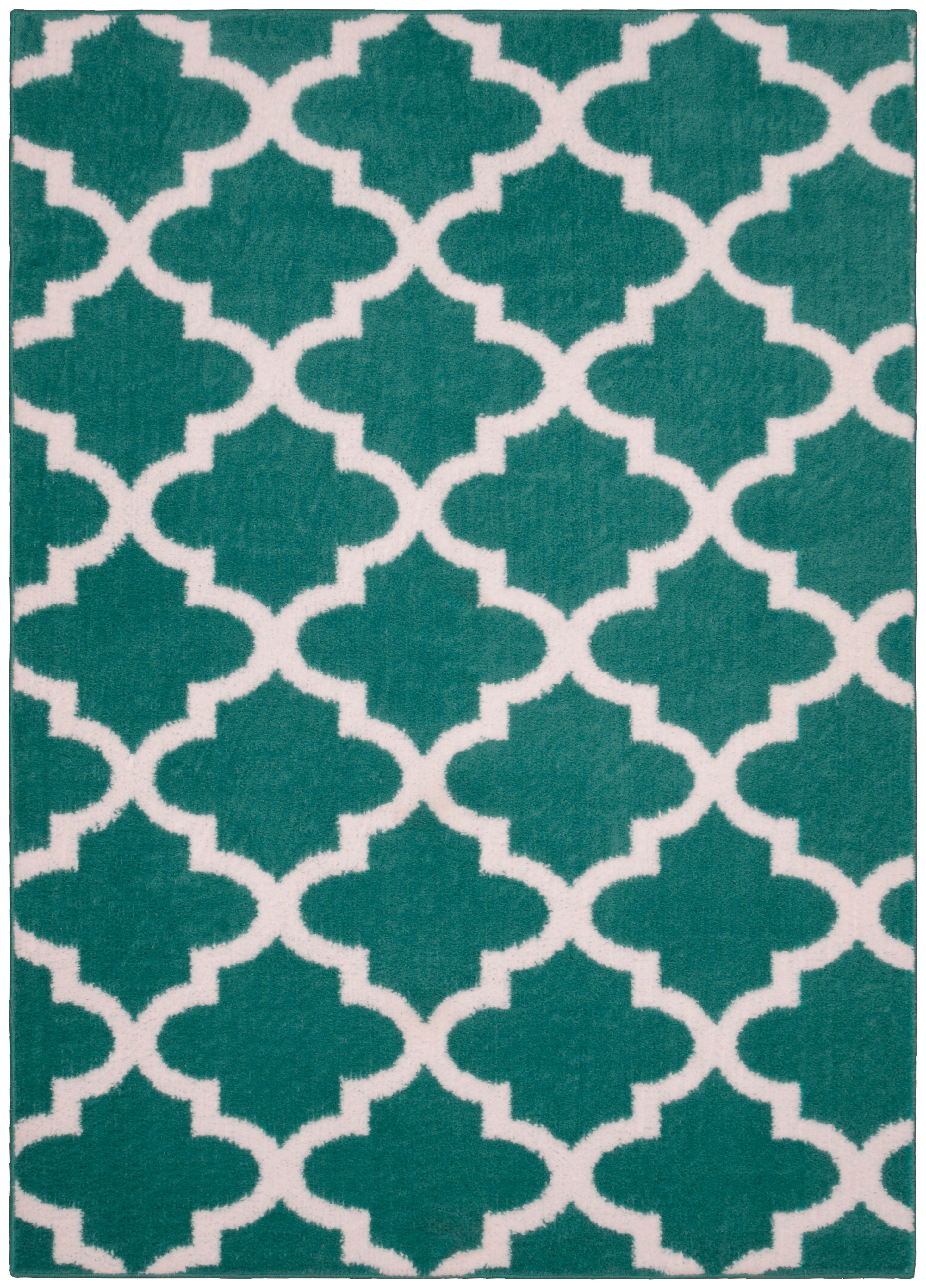 Mainstays Quatrefoil Teal/White 45"x66" Geometric Indoor Area Rug - image 1 of 5