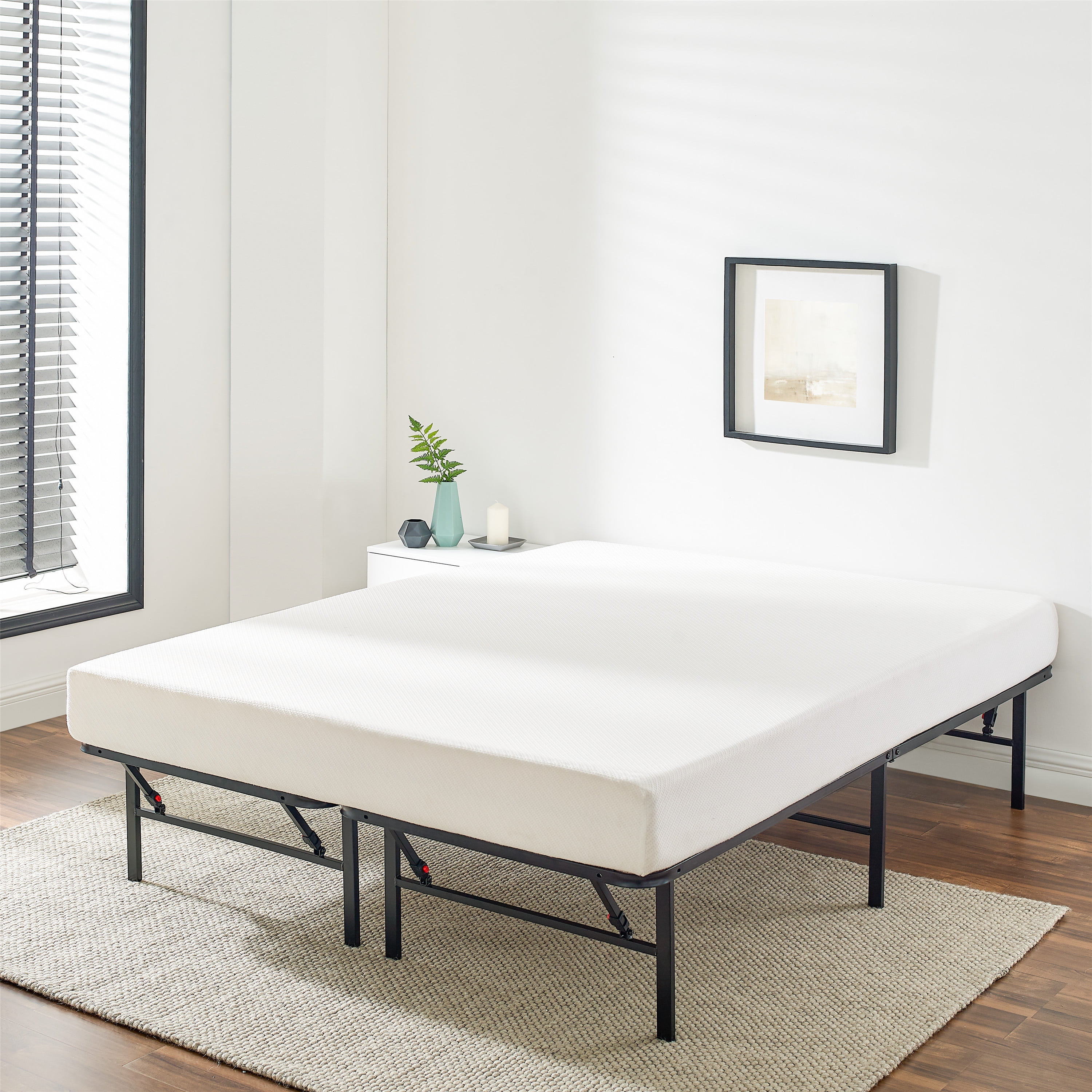 Bed Frame with Storage Space Under Bed, Metal Platform Bed