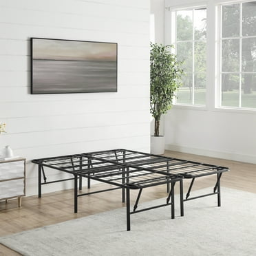 Mainstays Queen 18" High Profile Foldable Steel Platform Bed Frame with Storage Space Under Frame, No Box Spring Required, Black