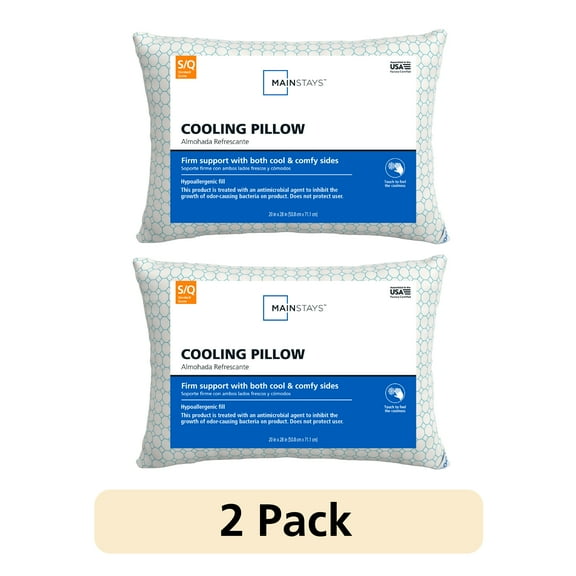 Mainstays Cooling Bed Pillow, Standard/Queen - Firm, Dual-Sided Cool or Comfy Pillow Cover (2 Count)