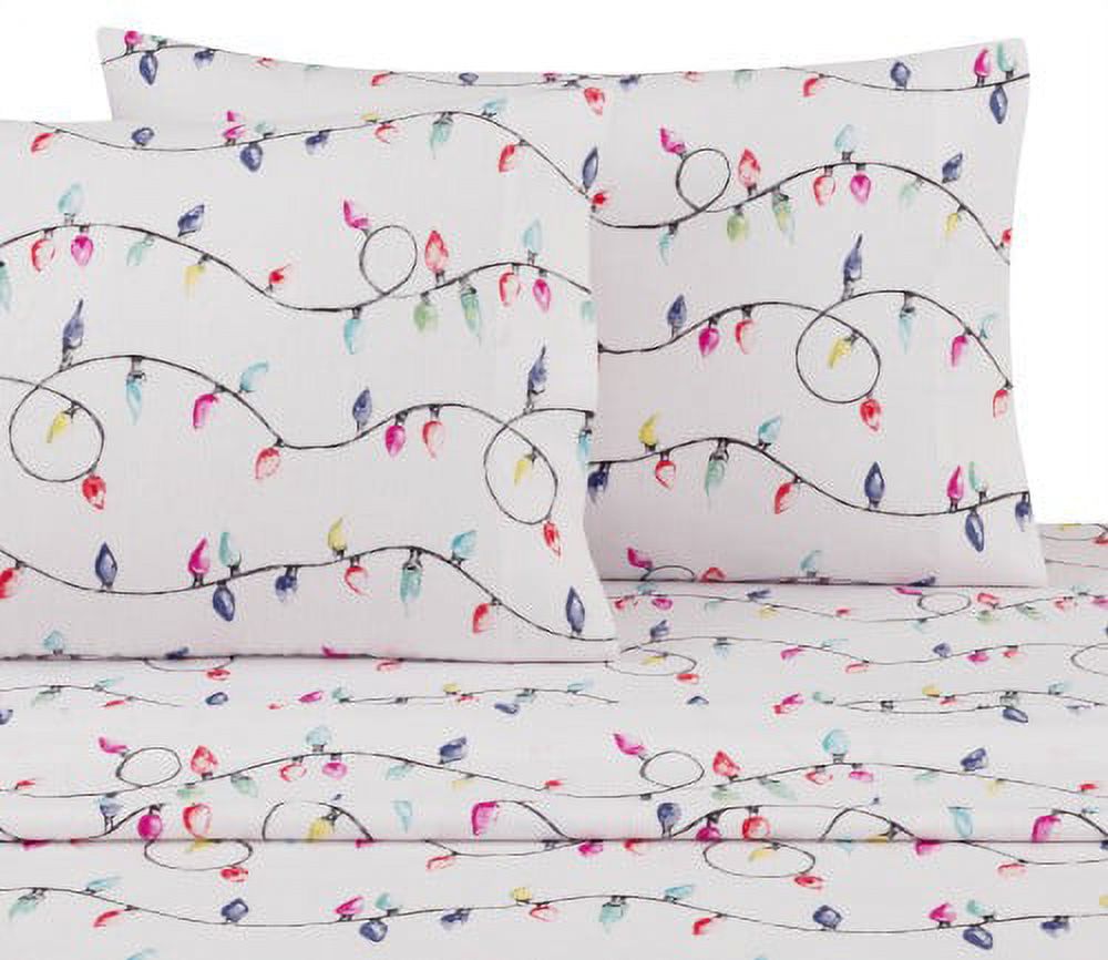 Mainstays Queen Flannel Sheet Set, Holiday Lights