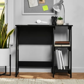 Mainstays Desk with 2 Open Shelves, True Black Oak
