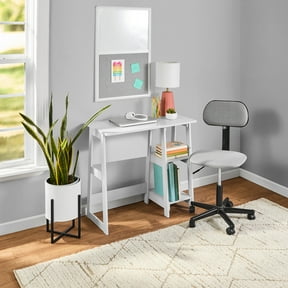 Mainstays Quick Assembly Desk with 2 Open Shelves, White Finish