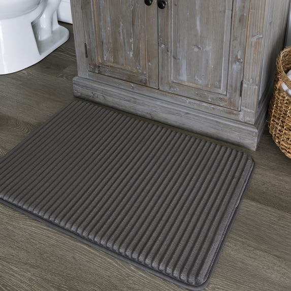 Mainstays Quick Dry Memory Foam Bath Rug, Gray Flannel, 20" x 30"