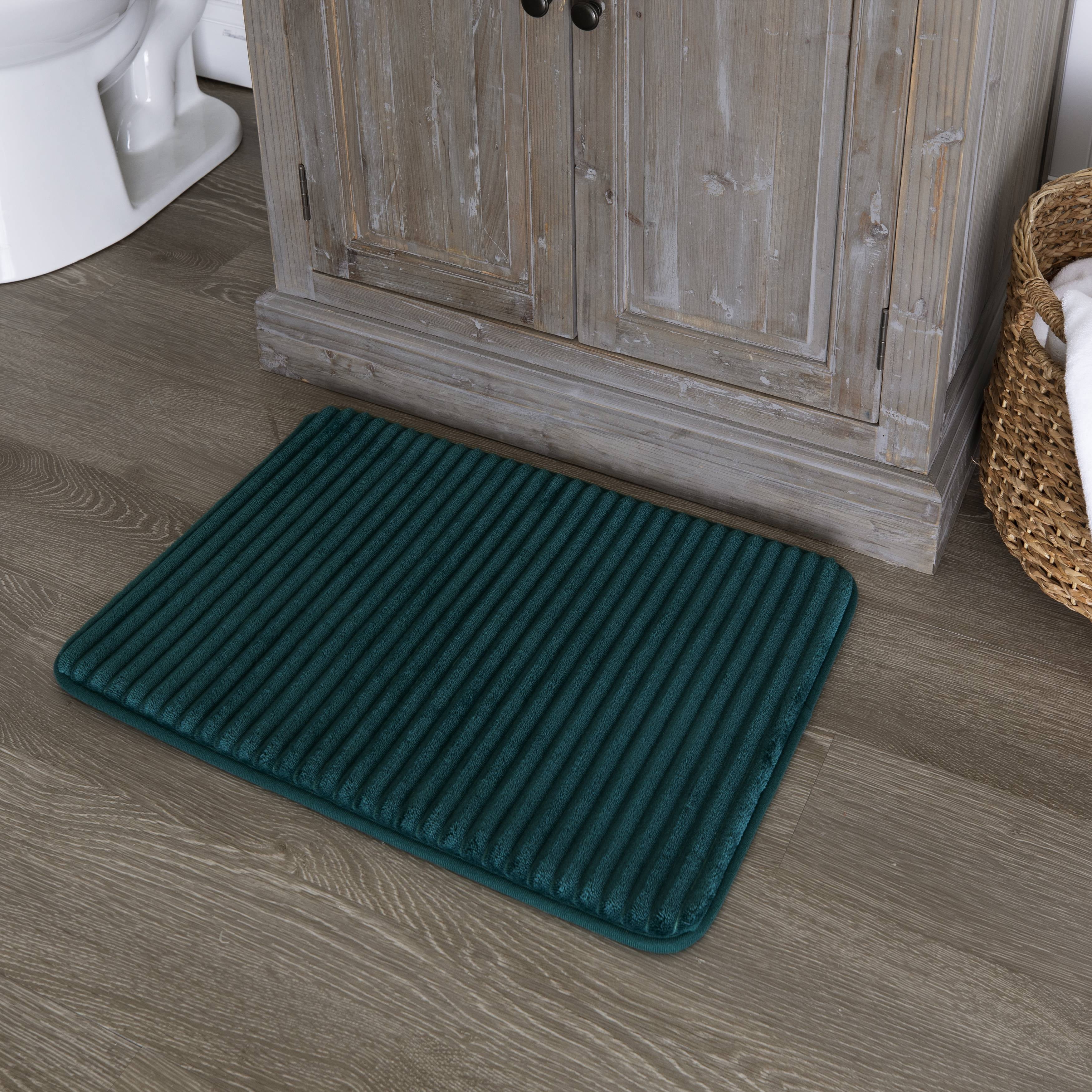 Mainstays Quick Dry Memory Foam Bath Rug, Teal Rain, 17" x 24