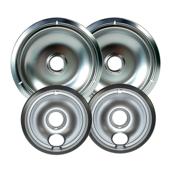 Mainstays R101C4 Universal Chrome Plated Drip Bowls, Set of 4. 2 Large and 2 Small