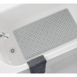 RAY STAR 17 in. x 36 in. Gray PVC Foam Bathtub Mat Non-Slip Shower
