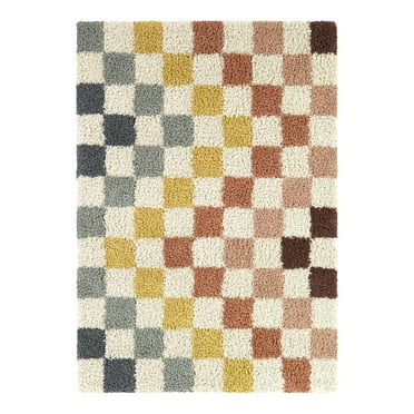 Mainstays Rainbow Checker Indoor Rug, 4'W x 5'5"L"