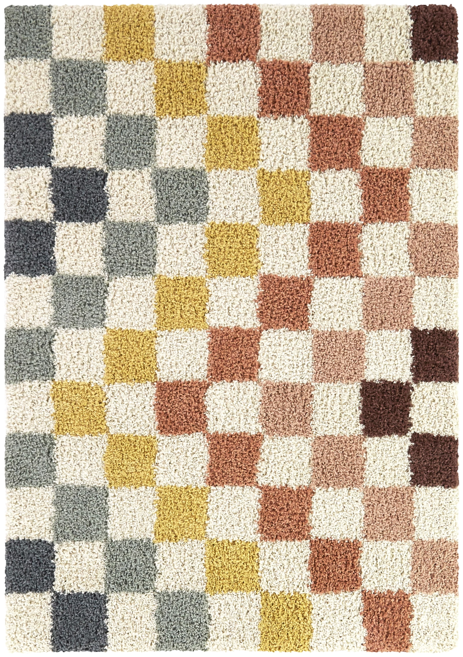 Mainstays Rainbow Checkered Shag Indoor Rug, 7' 10" x 10'