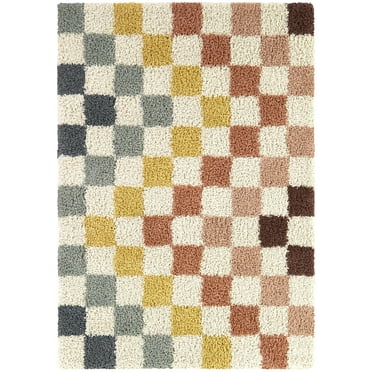 Mainstays Rainbow Checkered Shag Indoor Rug, 8x10