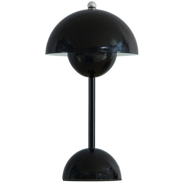 Mainstays Rechargeable 12" Black LED flowerpot Portable Metal Table Lamp, Cordless Dimmable Desk Lamp