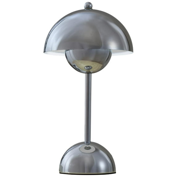 Mainstays Rechargeable 12" Chrome LED flowerpot Portable Metal Table Lamp, Cordless Dimmable Desk Lamp