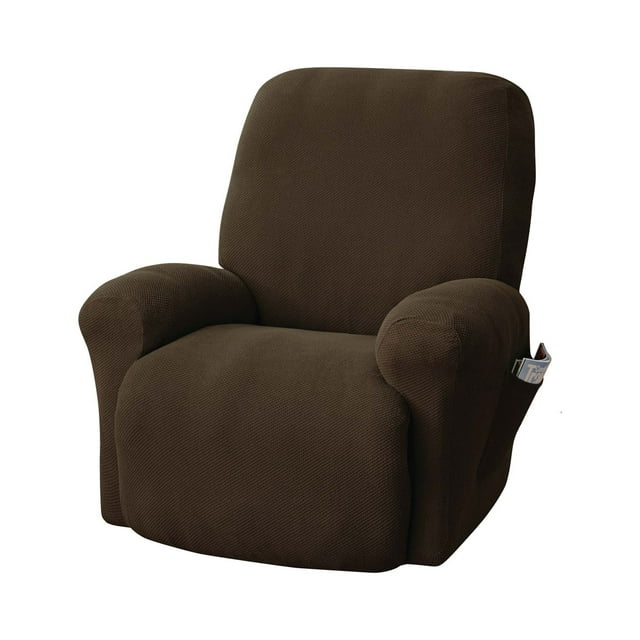 Mainstays Recliner Pixel Stretch Fabric Slipcover, Brown, 4-Piece