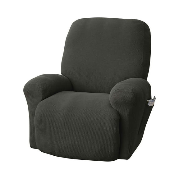 Mainstays Recliner Pixel Stretch Fabric Slipcover, Gray, 4-Piece