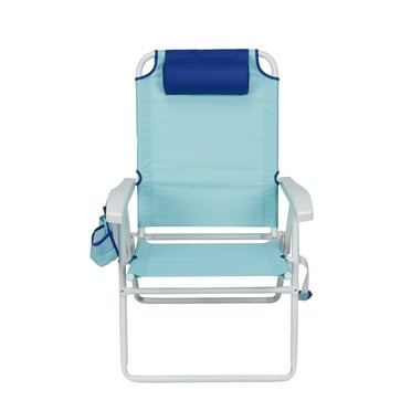 Mainstays Reclining 4-Position Oversized Beach Chair, Teal Blue, New