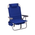 Mainstays Reclining & Lay Flat Backpack Beach Chair, Blue
