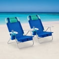 thumbnail image 1 of Mainstays Reclining and Lay Flat 2-Pack Beach Chair with Backpack Straps, Blue, 1 of 17