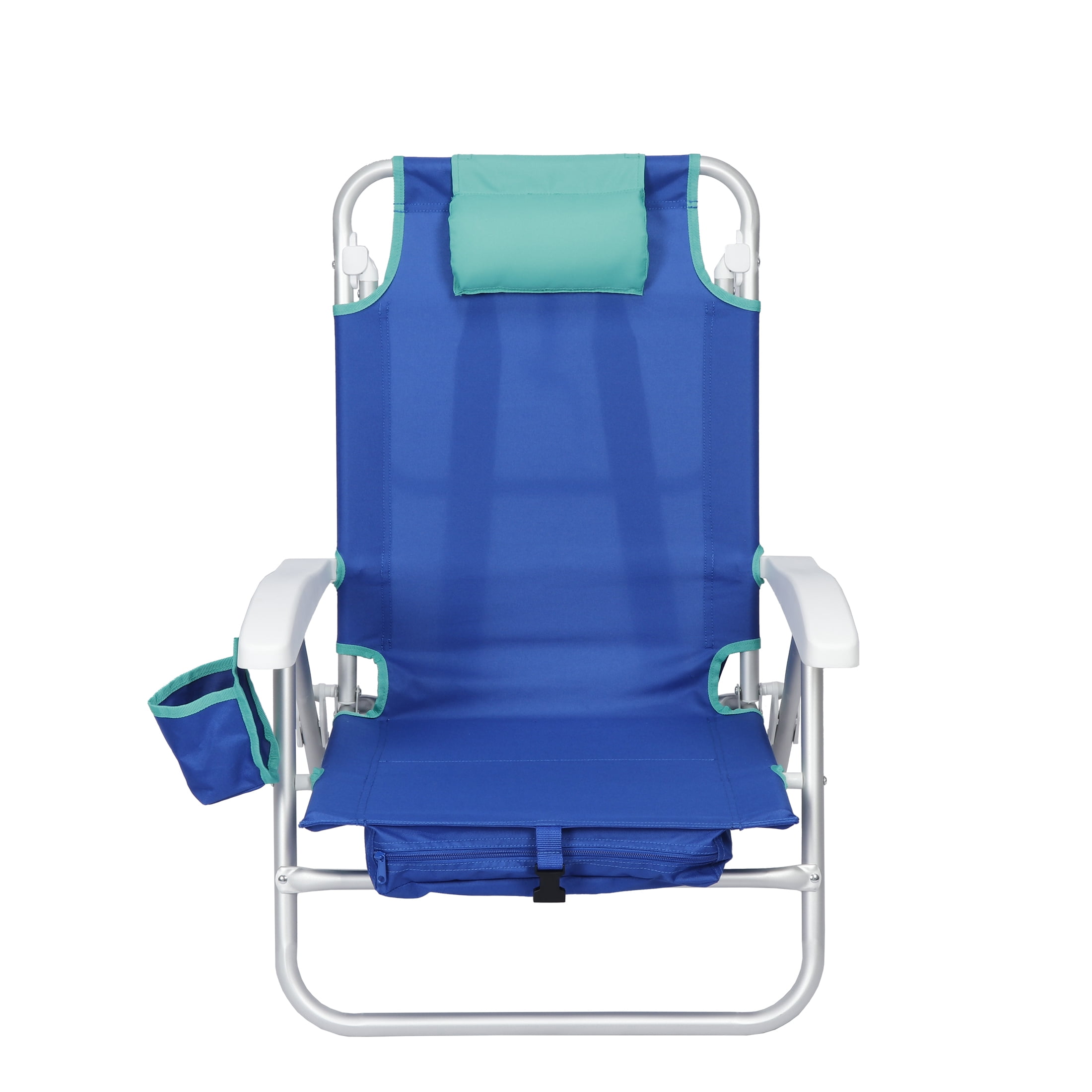 Mainstays Backpack Beach Chair, Reclining, Lay Flat, Blue