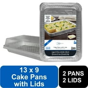 Mainstays 13 x 9 Rectangular Aluminum Cake Pan with Lid 2 Pack