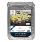 Mainstays Rectangular Aluminum Foil Cake Pans with Lids, 2 Count