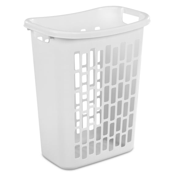 Mainstays Rectangular Open Plastic Hamper, for Narrow Spaces, White
