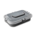 thumbnail image 1 of Mainstays Rectangular Cupcake & Cake Carrier with Lid, Handle, Clasps & Removeable Flippible Cupcake Tray, Grey Plastic, 1 of 7