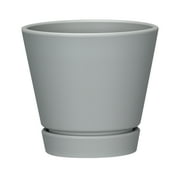 Mainstays Recycled Resin Planter With Attached Saucer, Gray, 5.9in x 5.9in x 5.5in