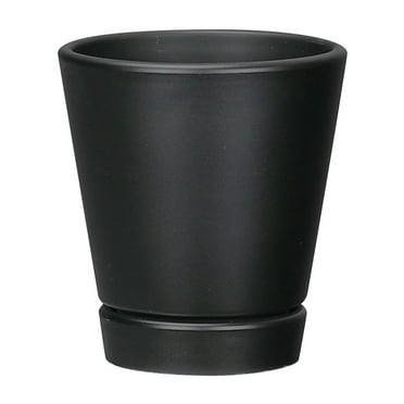 Mainstays Recycled Resin Planter with Attached Saucer, Black, 4in x 4in x 4.5in
