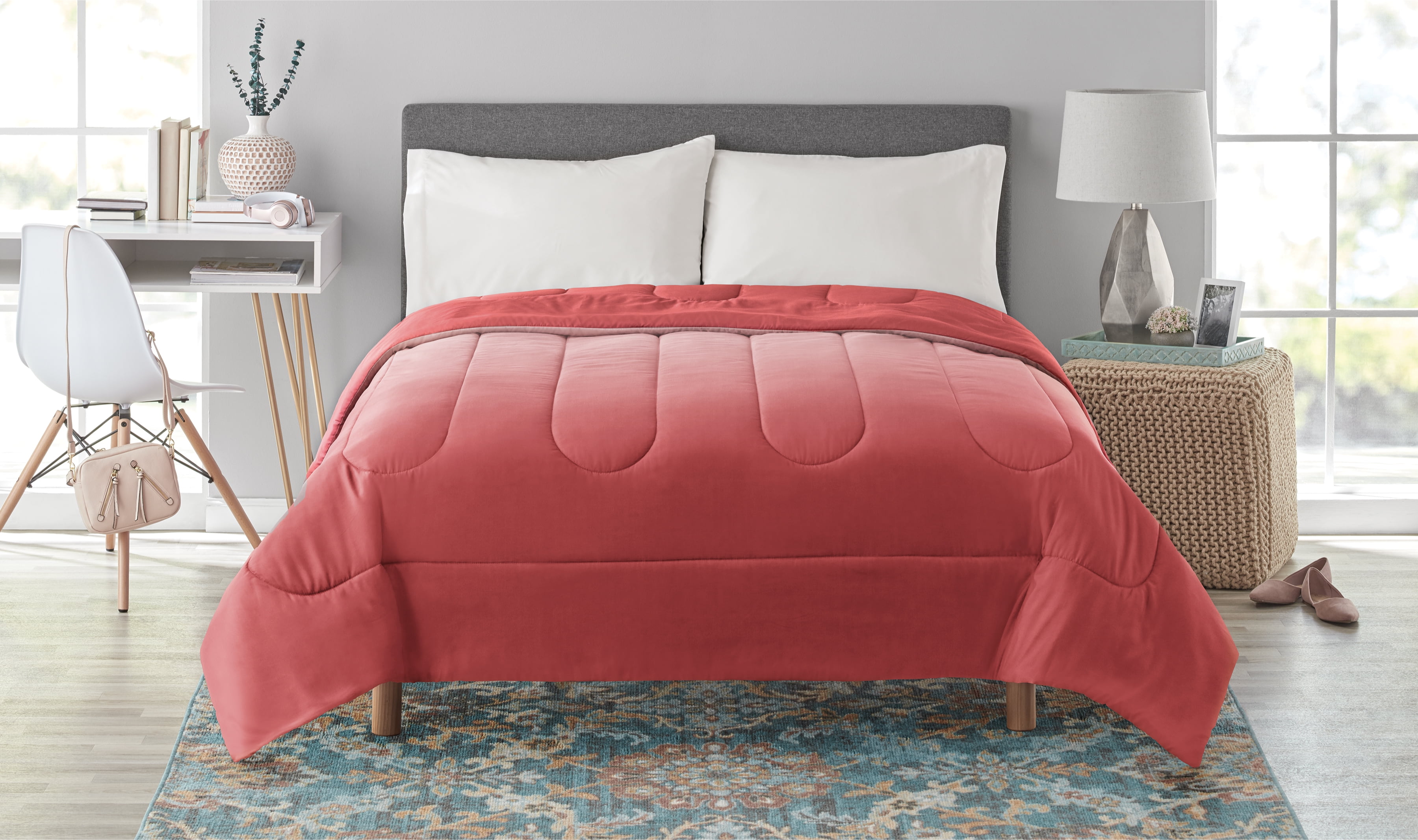Mainstays Red 3 Piece Bed in a Bag Comforter Set With Sheets, Twin/Twin ...