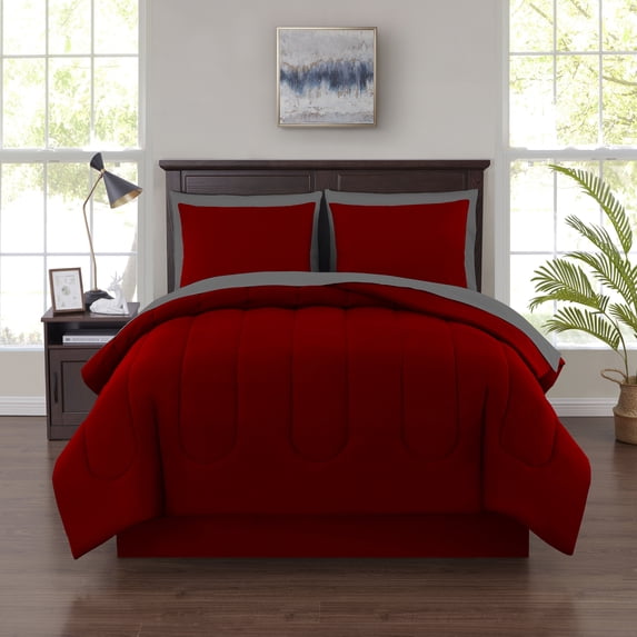 Mainstays Red 8 Piece Bed in a Bag Comforter Set With Sheets, King
