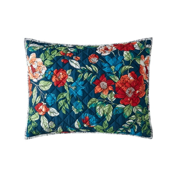 Mainstays Red/Blue Floral 2Pk King Shams