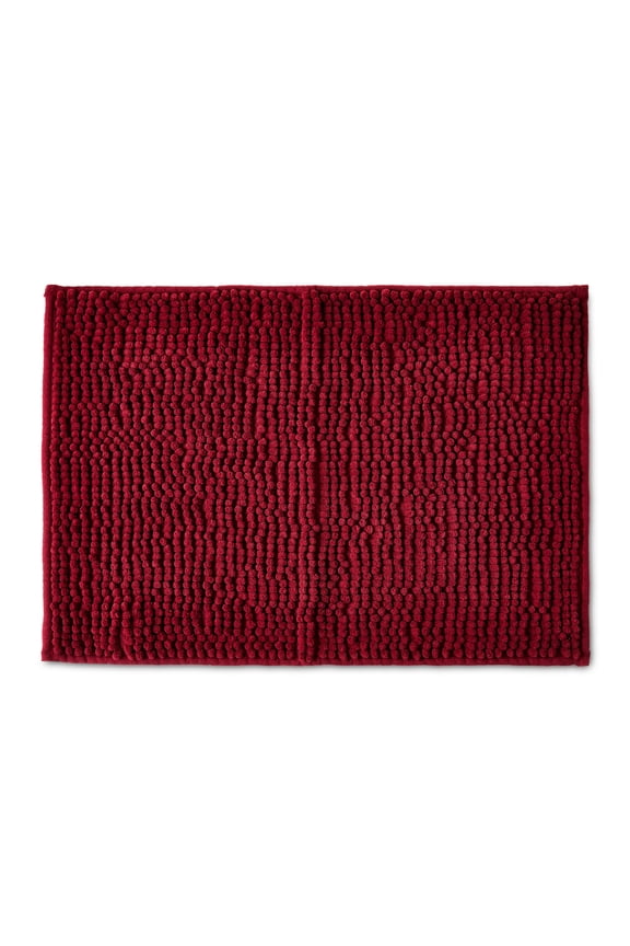 Red Chenille Noodle Bath Rug, 17" x 24"