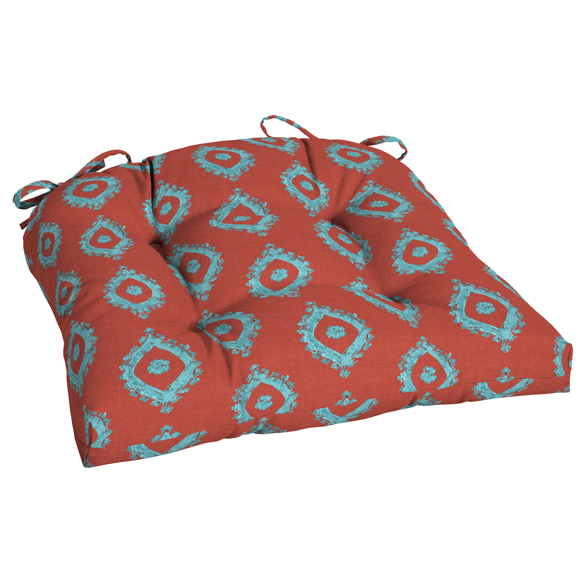 Mainstays Red Diamond Medallion 18" x 20"Outdoor Wicker Chair Cushion